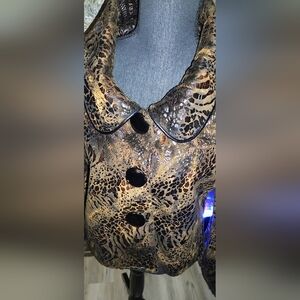 Outerwear By Lisa Animal Print Button-Up Jacket Size L
